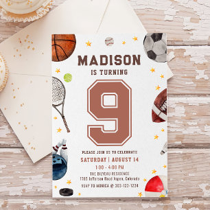 Boy Sports Kids Birthday Invitation