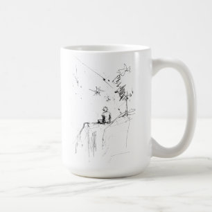 Boy Stargazing Cliff Elegant Sketch Coffee Mug