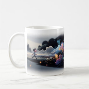 Boy Steps Into a Glowing Digital Universe Mug