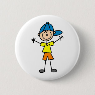 Boy Stick Figure Button