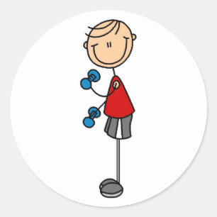 Boy Stick Figure Exercising Sticker