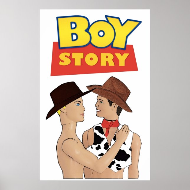 Boy Story Funny Gay Interest LGBT Design Gay Art Q Poster (Front)