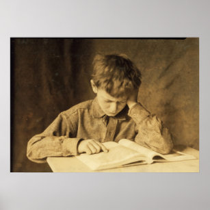 Boy Studying by Lewis Hine Poster