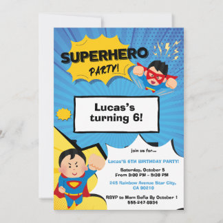 Boy Superhero Birthday Invitation
