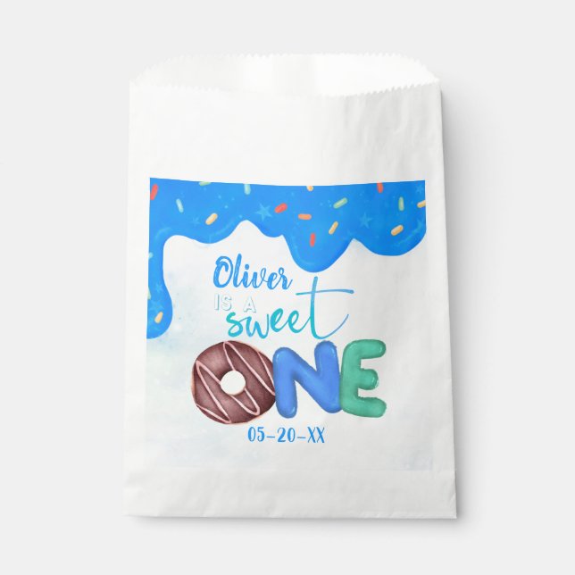 BOY Sweet One Pink Frosting First Birthday Favour Bag (Front)