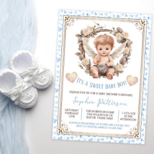 Boy Sweet Valentine Cherub Baby Shower Invitation