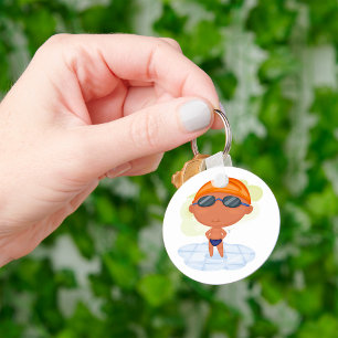 Boy Swimming Keychain