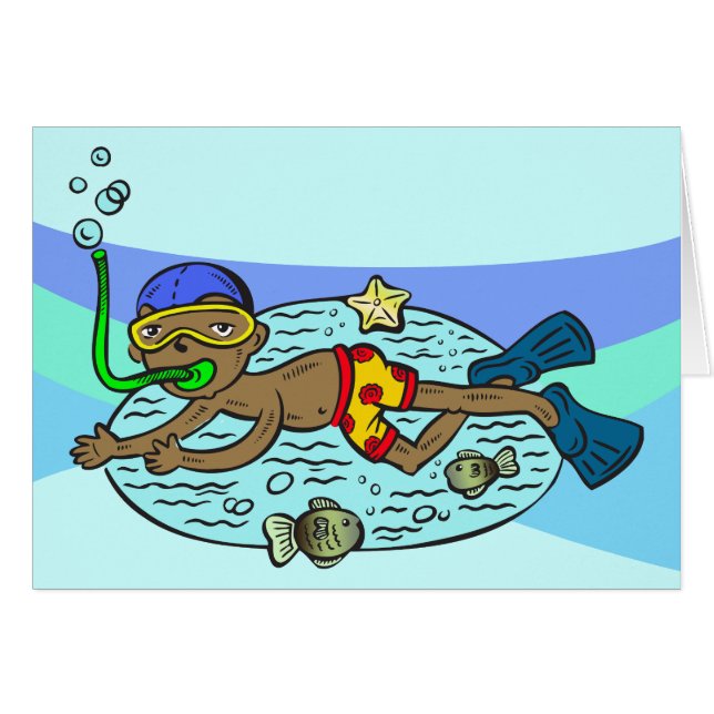 Boy Swimming With Fish (Front Horizontal)
