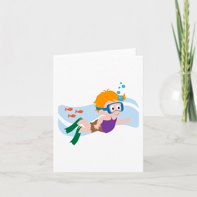 Boy Swimming With Fish Card (Creator Uploaded)