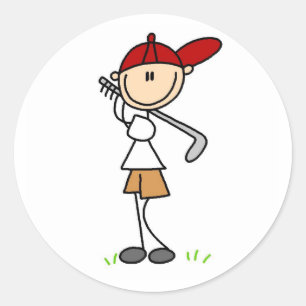 Boy Swinging His Golf Club Sticker