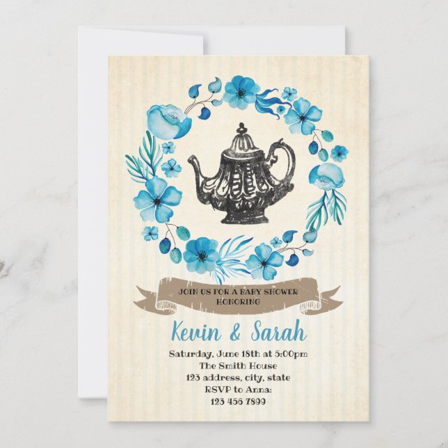 Boy tea party invitation (Front)