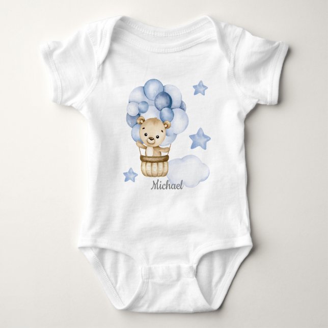 Boy Teddy Bear Baby Bear Baby Bodysuit (Front)