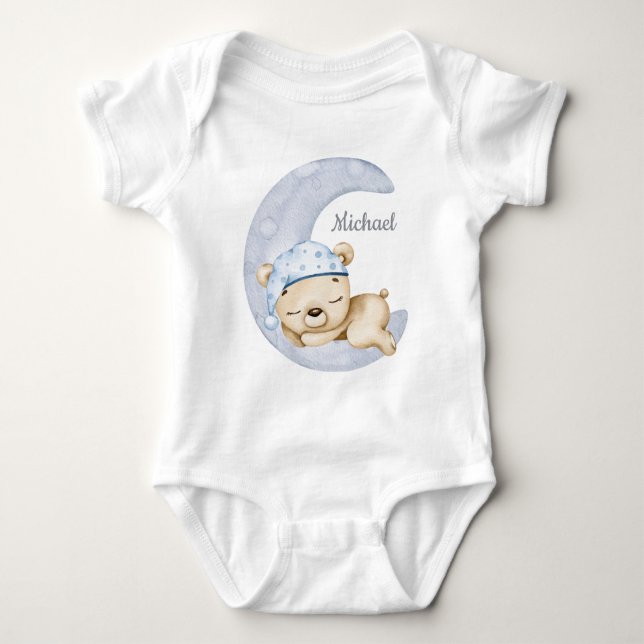 Boy Teddy Bear Baby Bear Baby Bodysuit (Front)