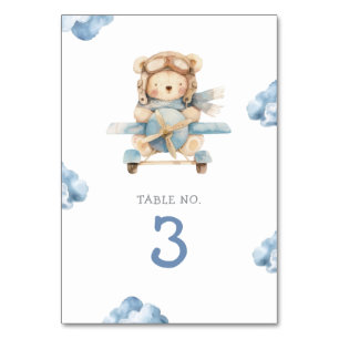 Boy Teddy Bear Baby Shower  Table Number