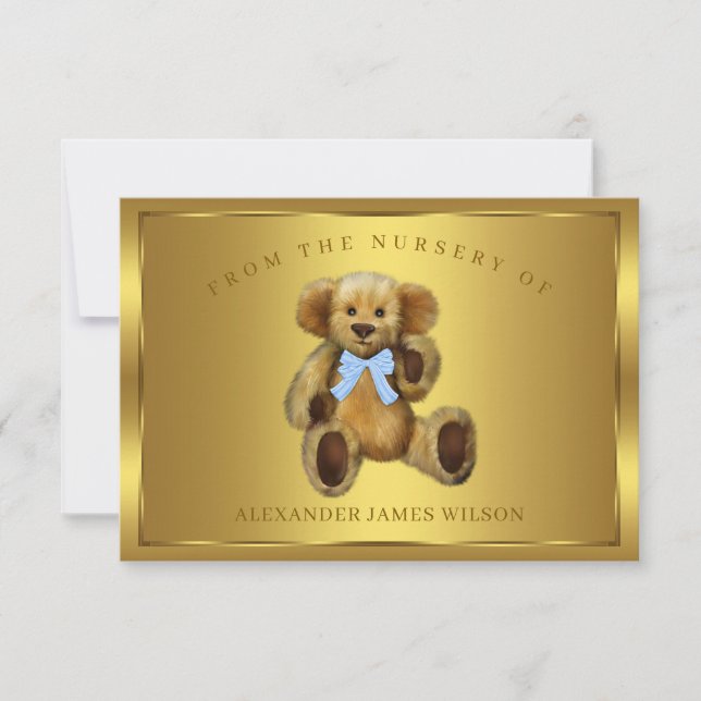 Boy Teddy Bear Baby Shower Thank You Cards (Front)