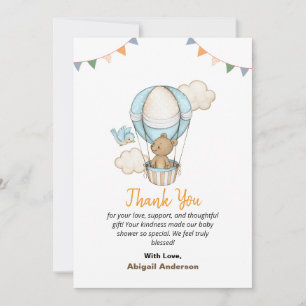 Boy Teddy Bear Baby Shower Thank You Flat Cards