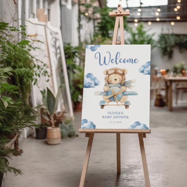 Boy Teddy Bear Baby Shower Welcome Sign (Creator Uploaded)