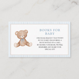 Boy Teddy Bear Blue Baby Shower Book Request Enclosure Card