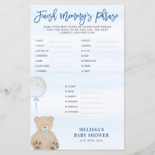 Boy Teddy Bear Blue Balloon Finish Mummy's Phrase