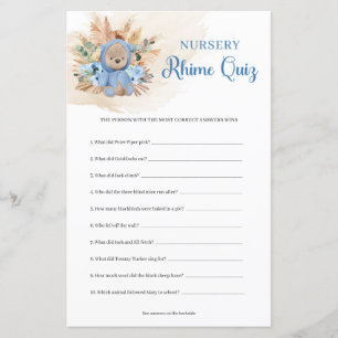 Boy teddy bear pampas grass Nursery Rhyme Quiz