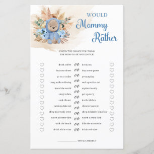 Boy teddy bear pampas grass Would Mummy Rather