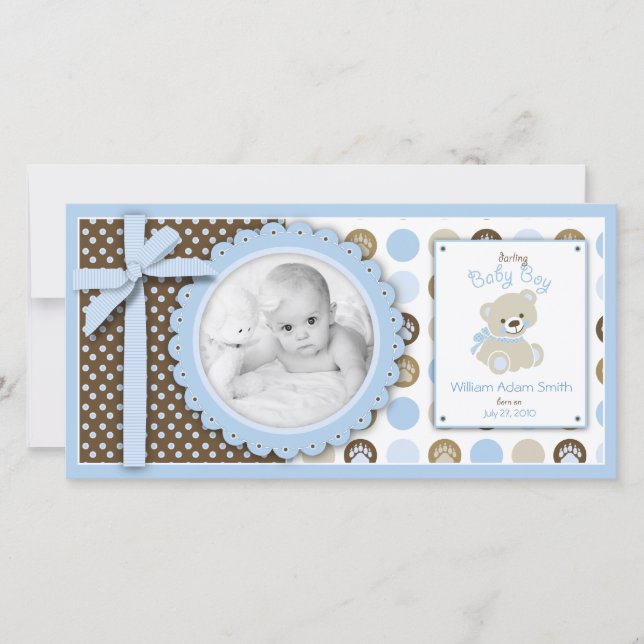 Boy Teddy Bear Photo Card (Front)