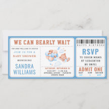 Boy Teddy Bear “We Can Bearly Wait” Baby Shower 