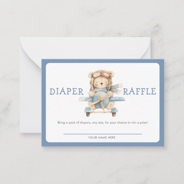 Boy Teddy Bear We Can Bearly Wait Diaper Raffle Card (Front)