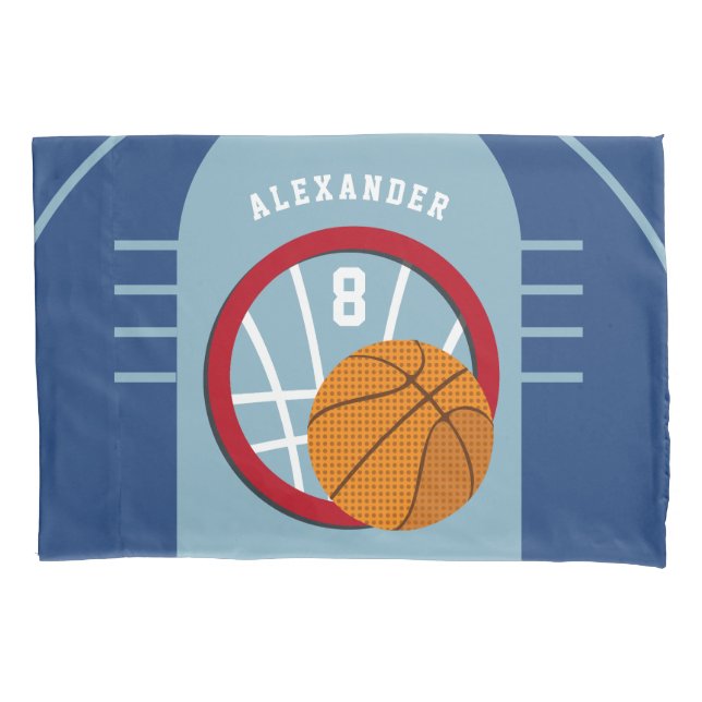 Boy Teen Basketball Court Ball Hoop Personalised Pillowcase (Front)