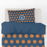 Boy Teen Basketball Sports Blue Athlete Monogram Pillowcase<br><div class="desc">A personalised and unique gift for your mad about basketball little boy or teenager son or grandson,  nephew,  godson etc...  A custom,  monogrammed pillow case in navy blue,  with a sports typography monogram. Matching duvet is available. Great birthday or Christmas present.
*Mockup by Alexander Cho for Freepik.</div>
