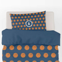 Boy Teen Basketball Sports Blue Athlete Monogram Pillowcase
