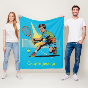 Boy Tennis Birthday Party Gift Fleece Blanket