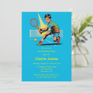 Boy Tennis Birthday Party Invitation