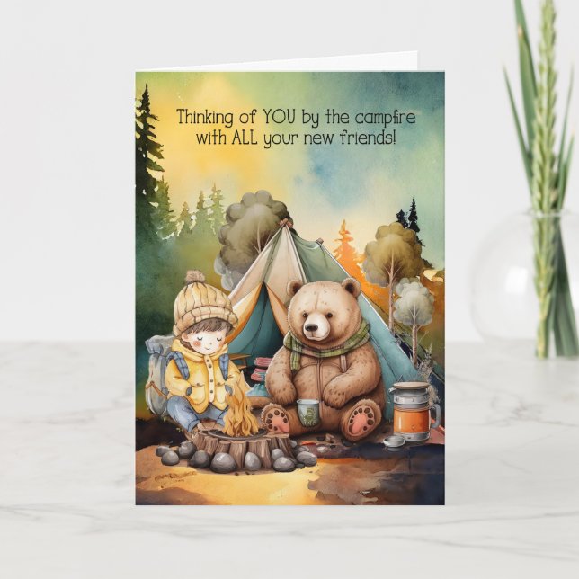 Boy Thinking of You Away at Summer Camp for Kids Card (Front)