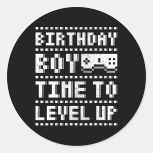 Boy Time To Level Up Teen Boys Video Gamer Birthda Classic Round Sticker