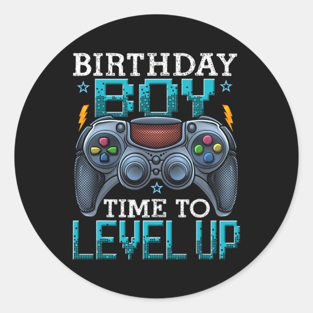 Boy Time To Level Up Video Game Birthday Gamer 12  Classic Round Sticker (Front)