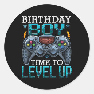 Boy Time To Level Up Video Game Birthday Gamer 12  Classic Round Sticker