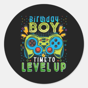 Boy Time To Level Up Video Game Birthday Gamer 202 Classic Round Sticker