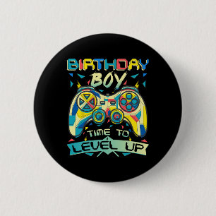 Boy Time To Level Up Video Game Birthday Gamer Boy 6 Cm Round Badge