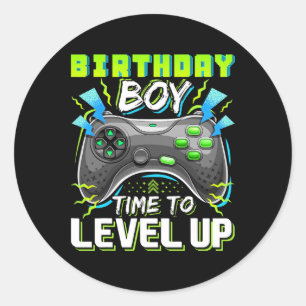 Boy Time To Level Up Video Game Birthday Gift Boys Classic Round Sticker