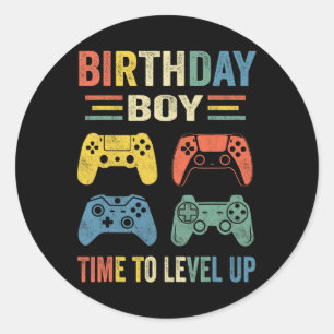 Boy Time To Level Up Video Game Birthday Gift Boys Classic Round Sticker