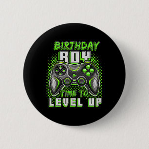Boy Time To Level Up Video Game Birthday Party Boy 6 Cm Round Badge