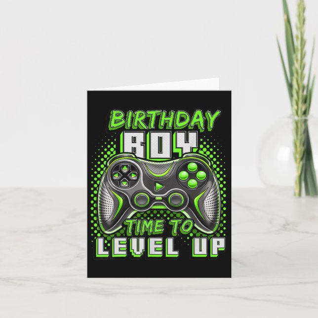 Boy Time To Level Up Video Game Birthday Party Boy Card (Front)