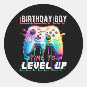 Boy Time To Level Up Video Game Birthday Party Boy Classic Round Sticker