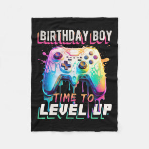 Boy Time To Level Up Video Game Birthday Party Boy Fleece Blanket
