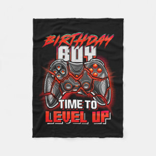 Boy Time To Level Up Video Game Birthday Party Boy Fleece Blanket