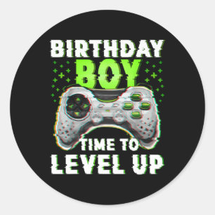 Boy Time To Level Up Video Games Gamer Birthday Classic Round Sticker