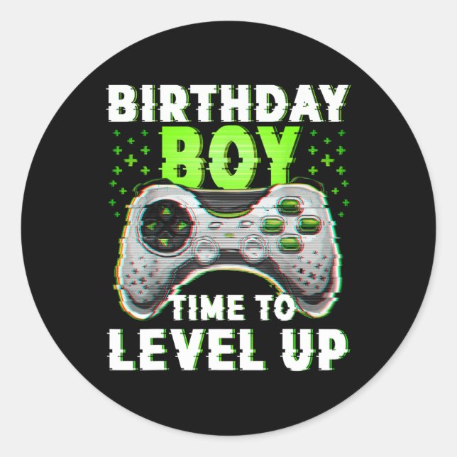 Boy Time To Level Up Video Games Gamer Birthday  Classic Round Sticker (Front)