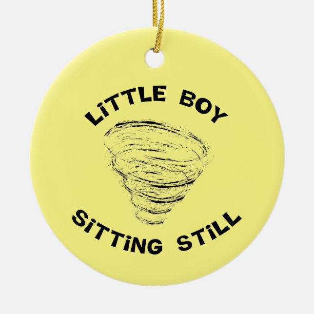 Boy Tornado Ceramic Ornament (Front)