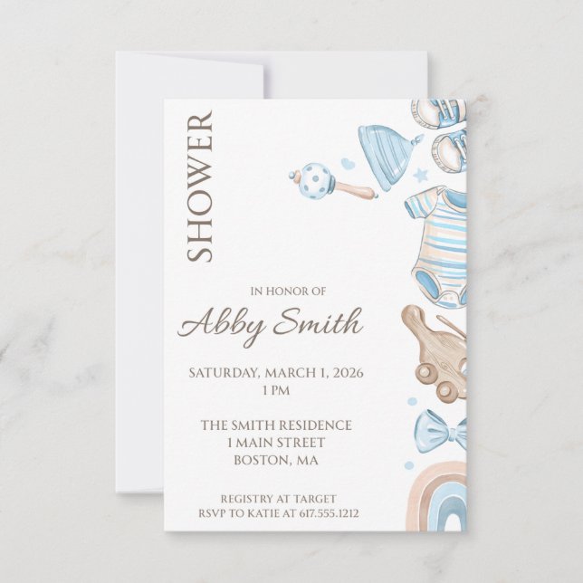 Boy Toy Shower Invitation (Front)